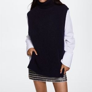 EUC Mango Wool Blend Navy Blue Turtleneck knitted vest